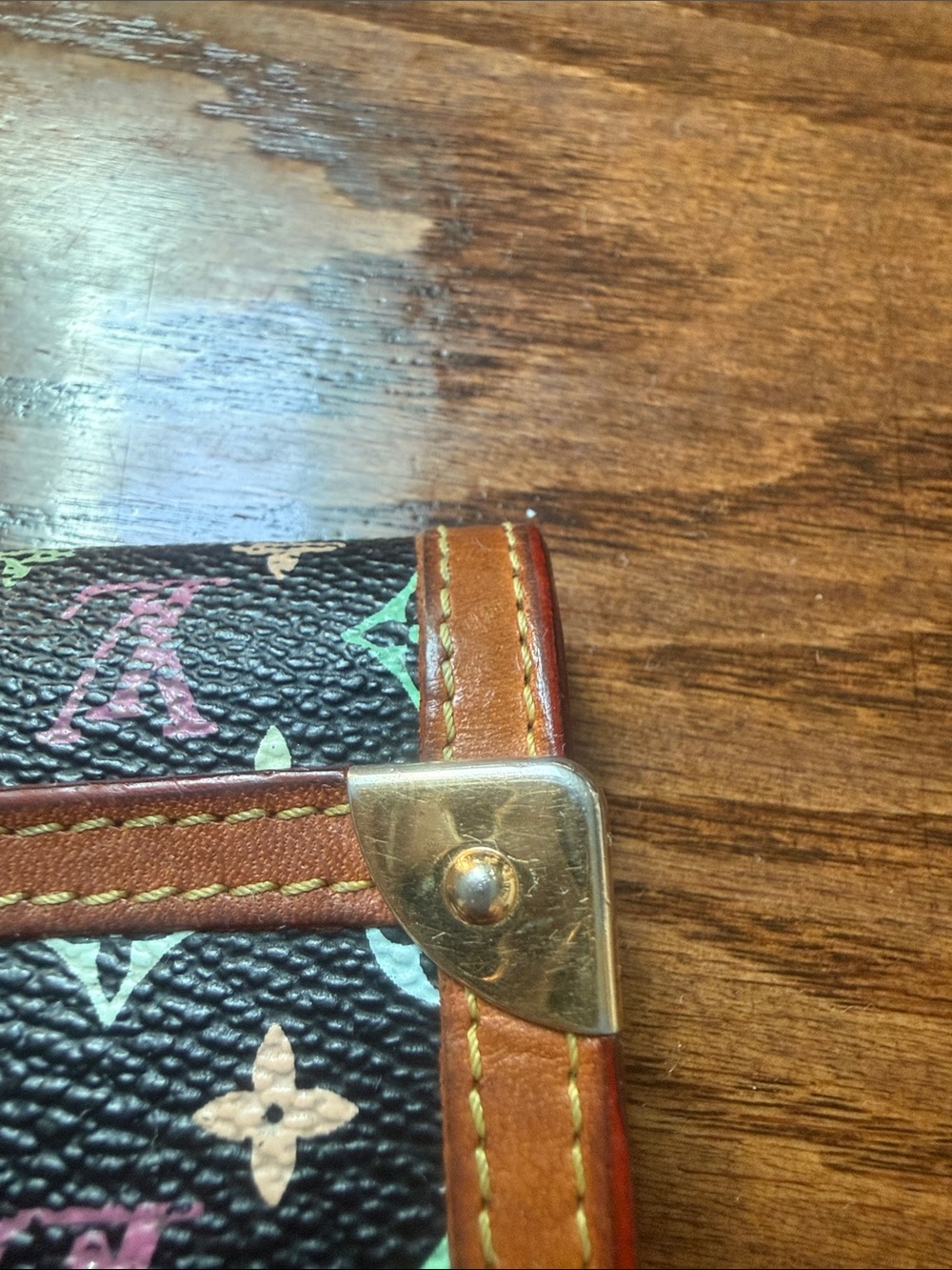 Louis Vuitton Black Multicolor Monogram Trifold Wallet with Tan Trim - Picture 11 of 14